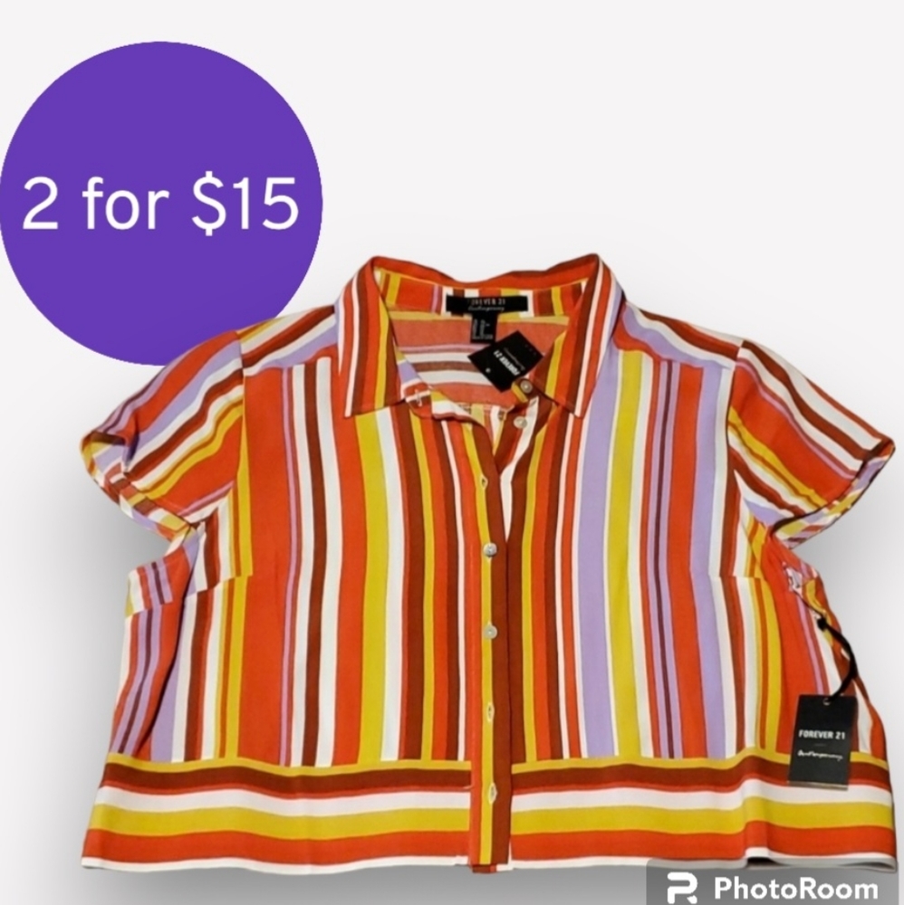 Forever 21 Woven Short Sleeve Shirt sz XL *2/$15 SALE